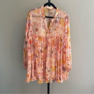 By Together Sheer Chiffon Floral Printed Mini Dress Size Medium
